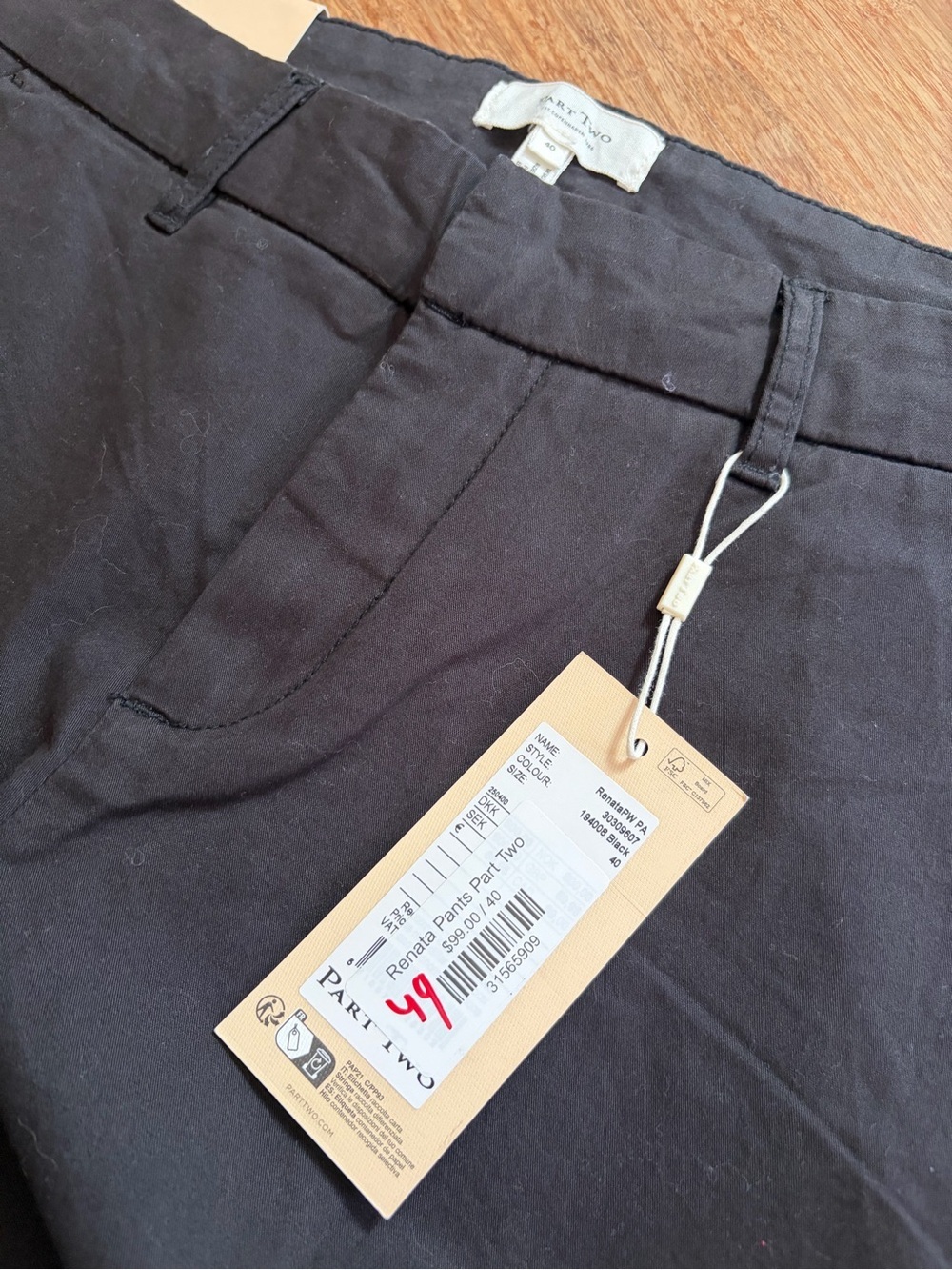 NWT Part Two Renata Capri Crop Pants, Black, Sz 40 (us 10) - Picture 6 of 9